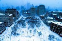 Moments in America. Union Square snow.  14th Street in New York City. - copyright 2024 salem krieger 