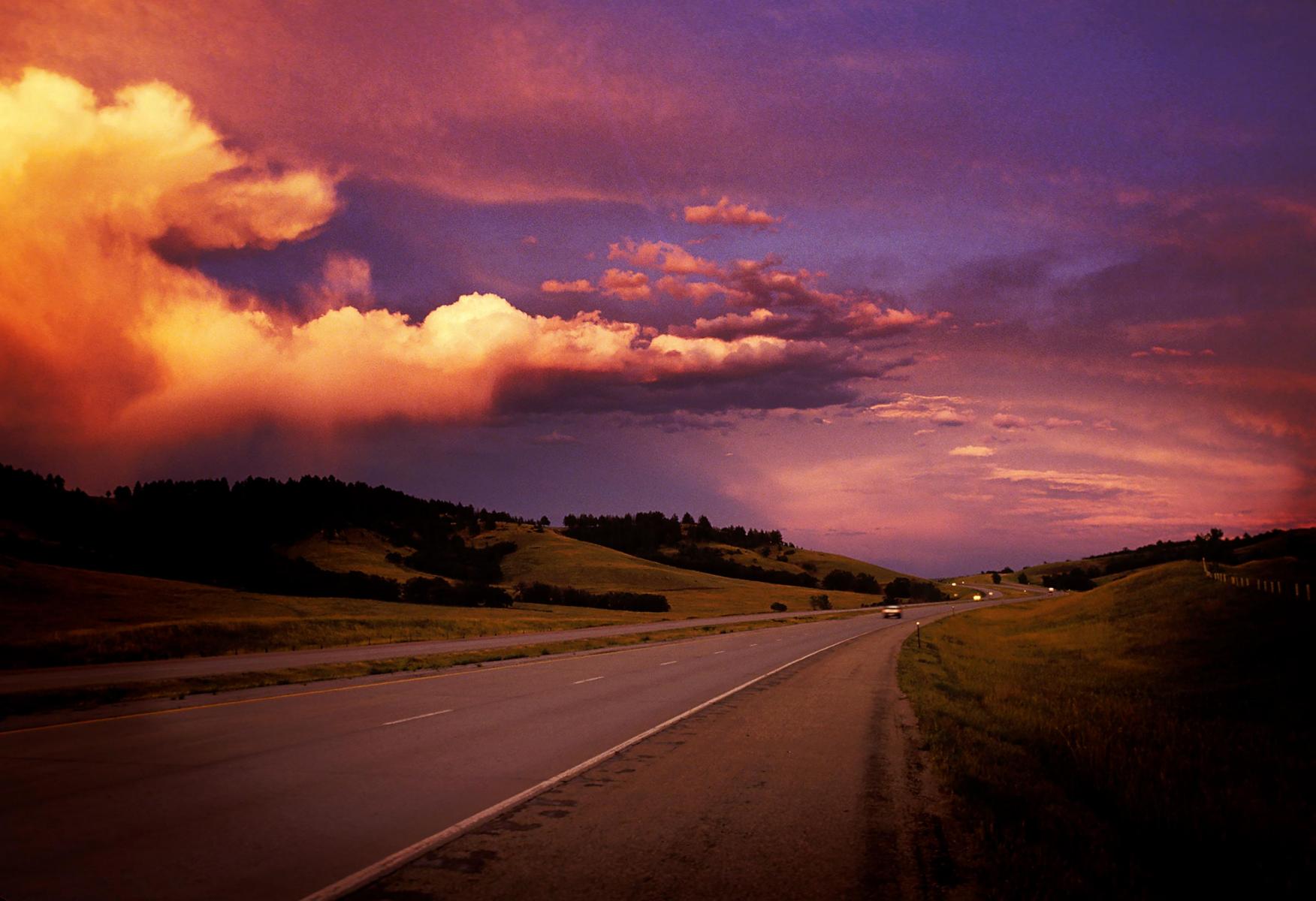 Auto America photo series. Highway in Colorado at sunset. : THOUGHTS of the MOMENT : Salem Krieger